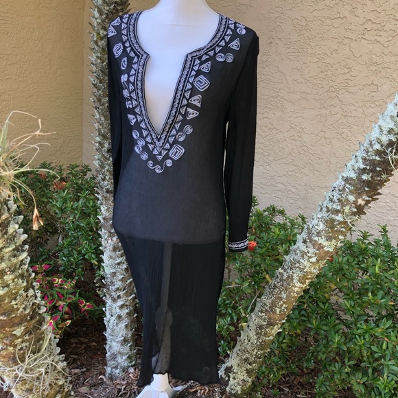 Chico's Other - Chico’s 8 Sheer Beach Coverup Embroidered